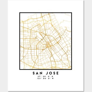 SAN JOSE CALIFORNIA CITY STREET MAP ART Posters and Art